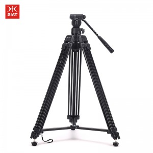 Dearadh Nua Diat DT650 Video Ceamara Gairmiúil Tripod Dleacht Trom Tripod Alúmanam Maignéisiam Alloy Video Ceamara Tripod